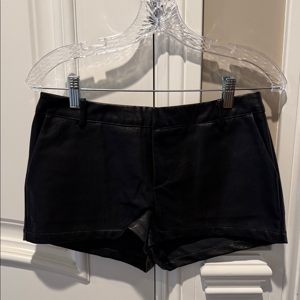 Princess Polly Black Faux Leather High-Rise Shorts